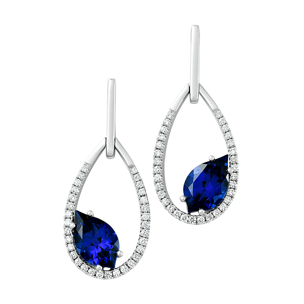 Chatham lab-grown blue sapphire earrings, style CE4768WBS