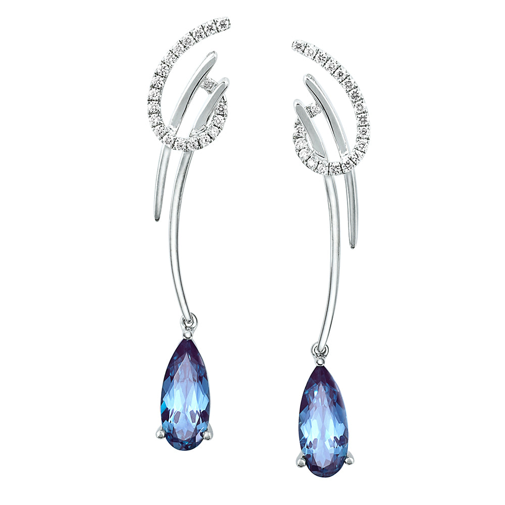 Chatham lab-grown alexandrite earrings, style CE4825WAL