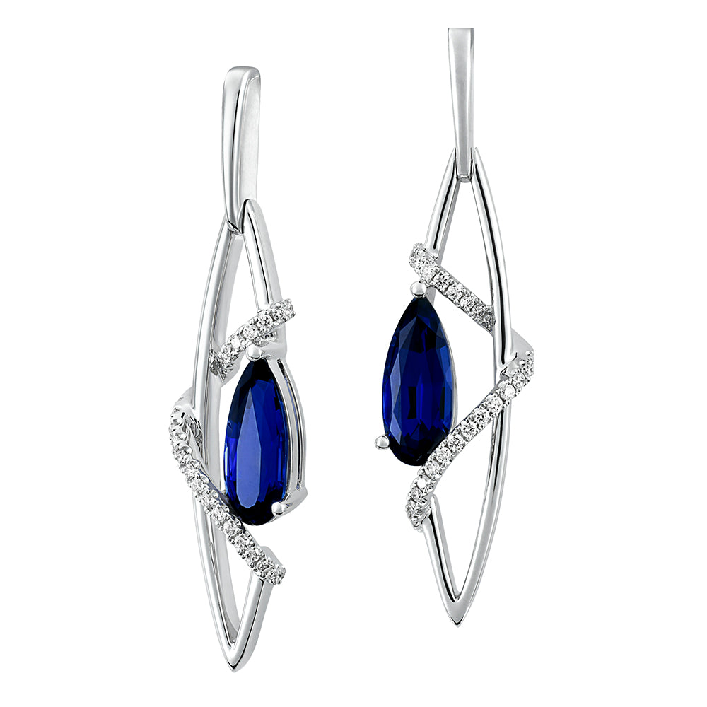 Chatham lab-grown blue sapphire earrings, style CE4826WBS