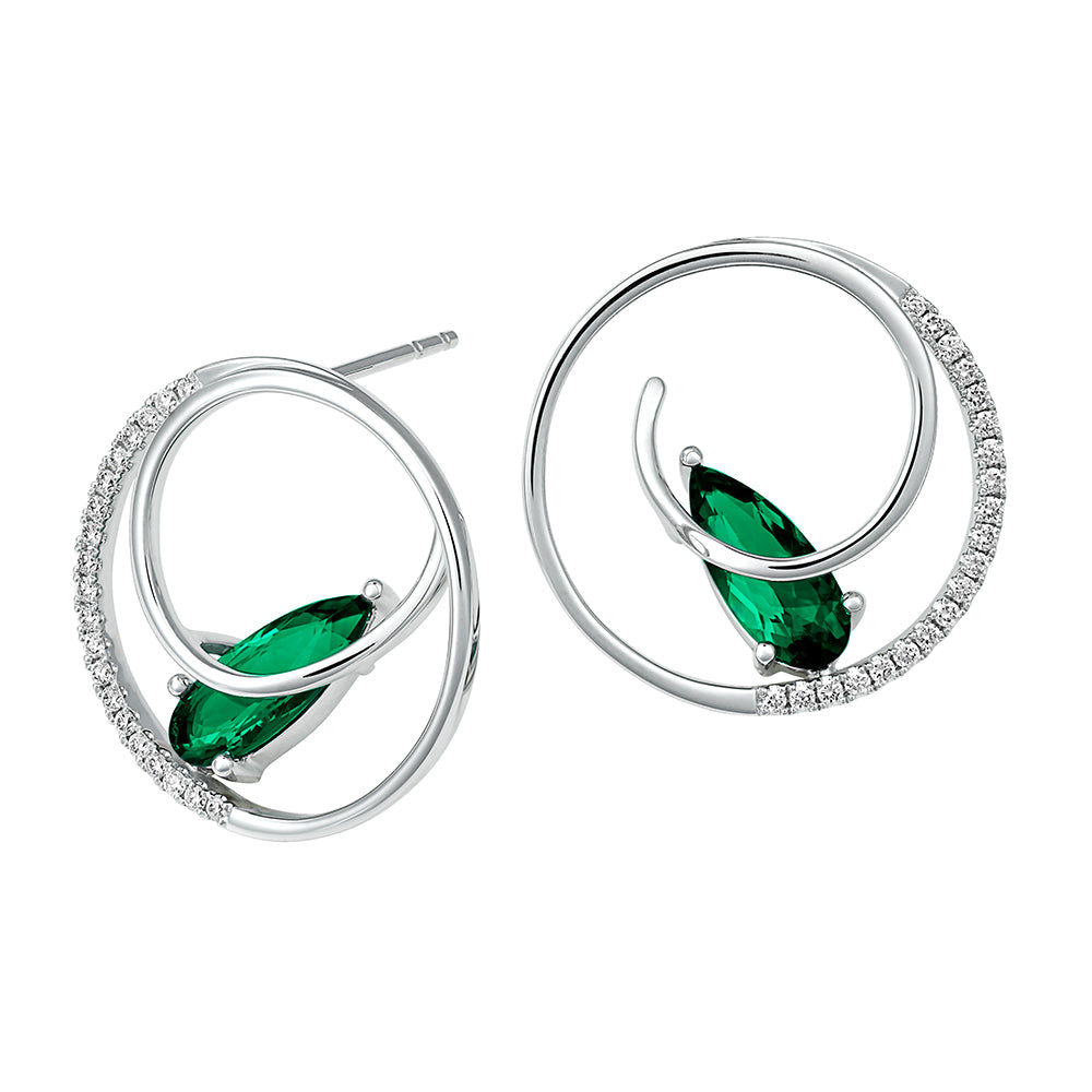 Chatham lab-grown emerald earrings, style CE4827WEM