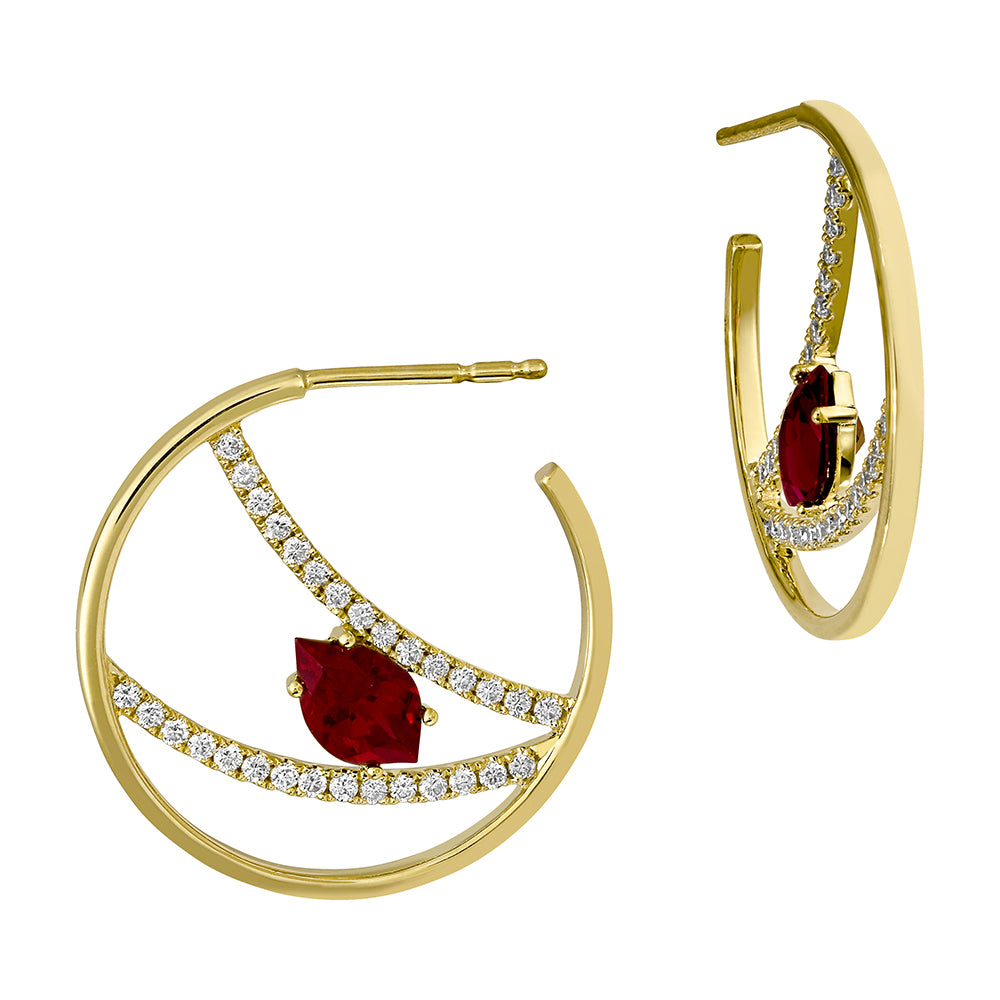 Chatham lab-grown ruby earrings, style CE4828YRU