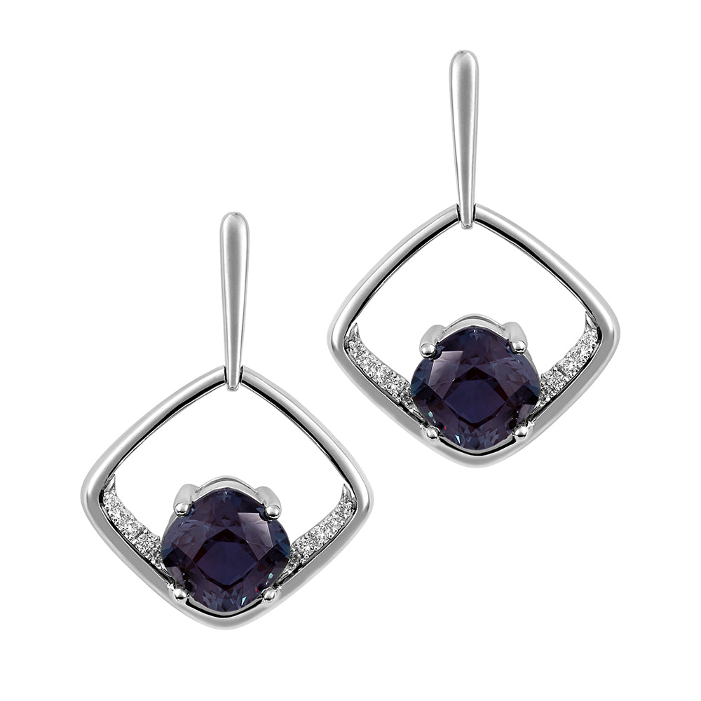 Chatham lab-grown alexandrite earrings, style CE4834WAL