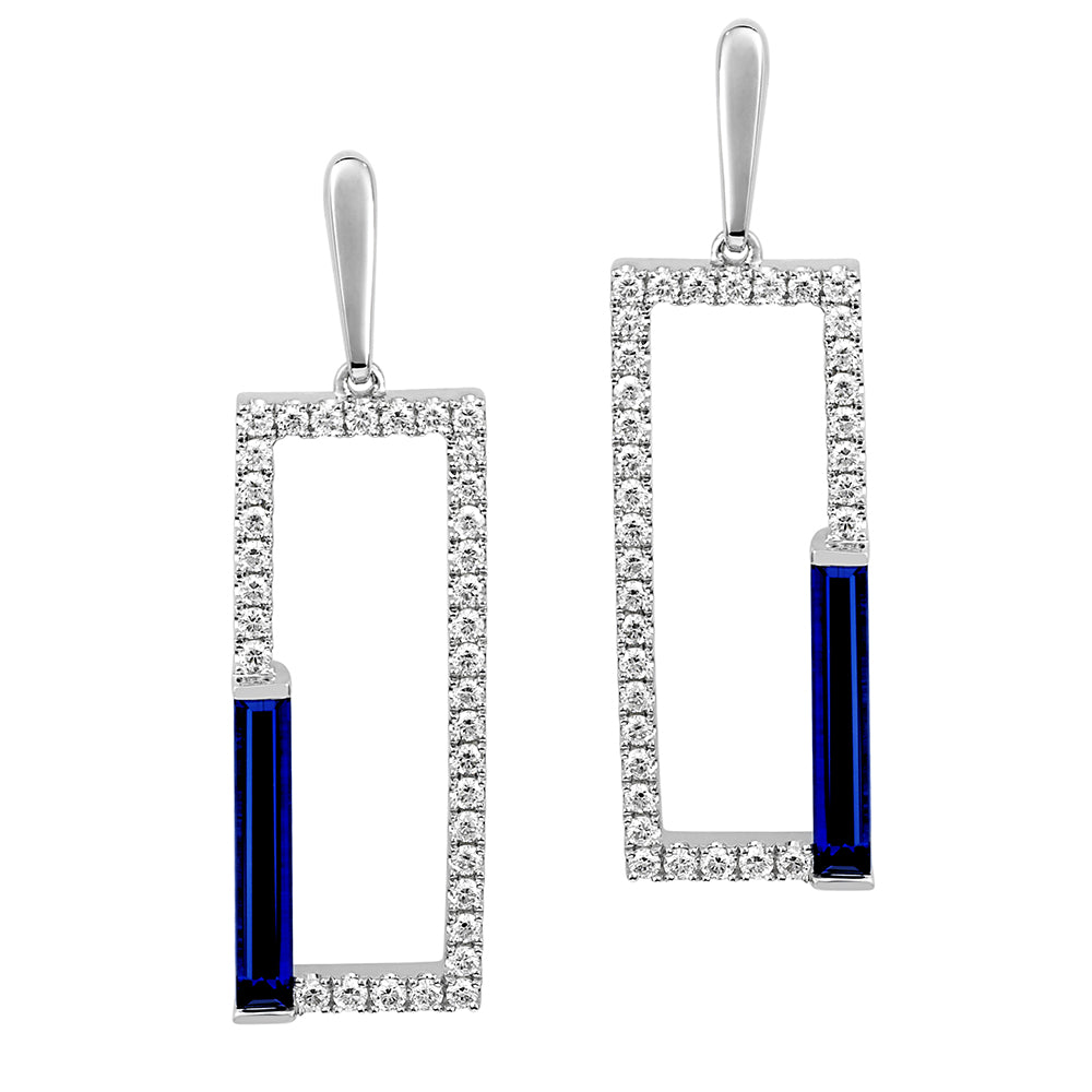 Chatham lab-grown blue sapphire earrings, style CE4838WBS