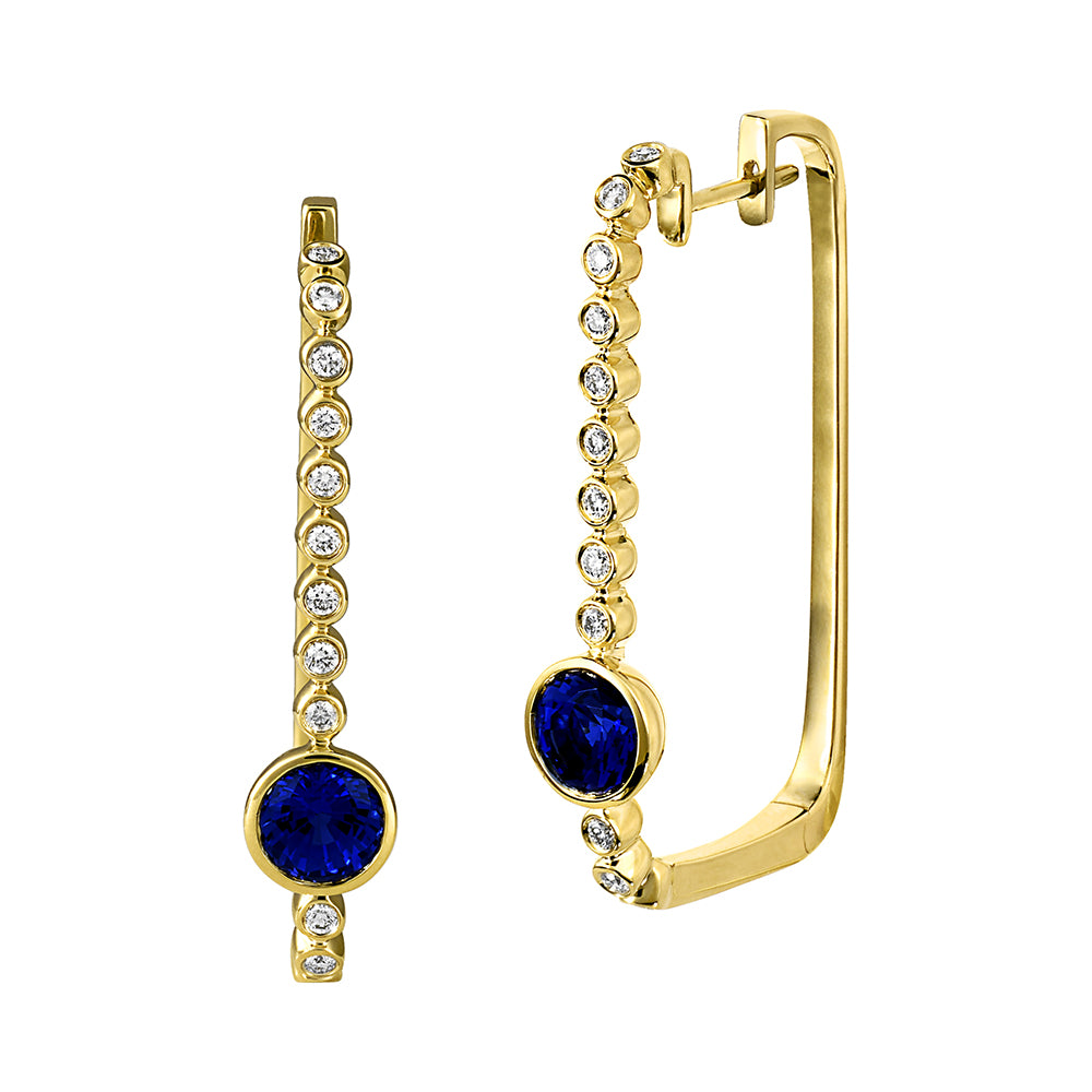 Chatham lab-grown blue sapphire earrings, style CE4839YBS