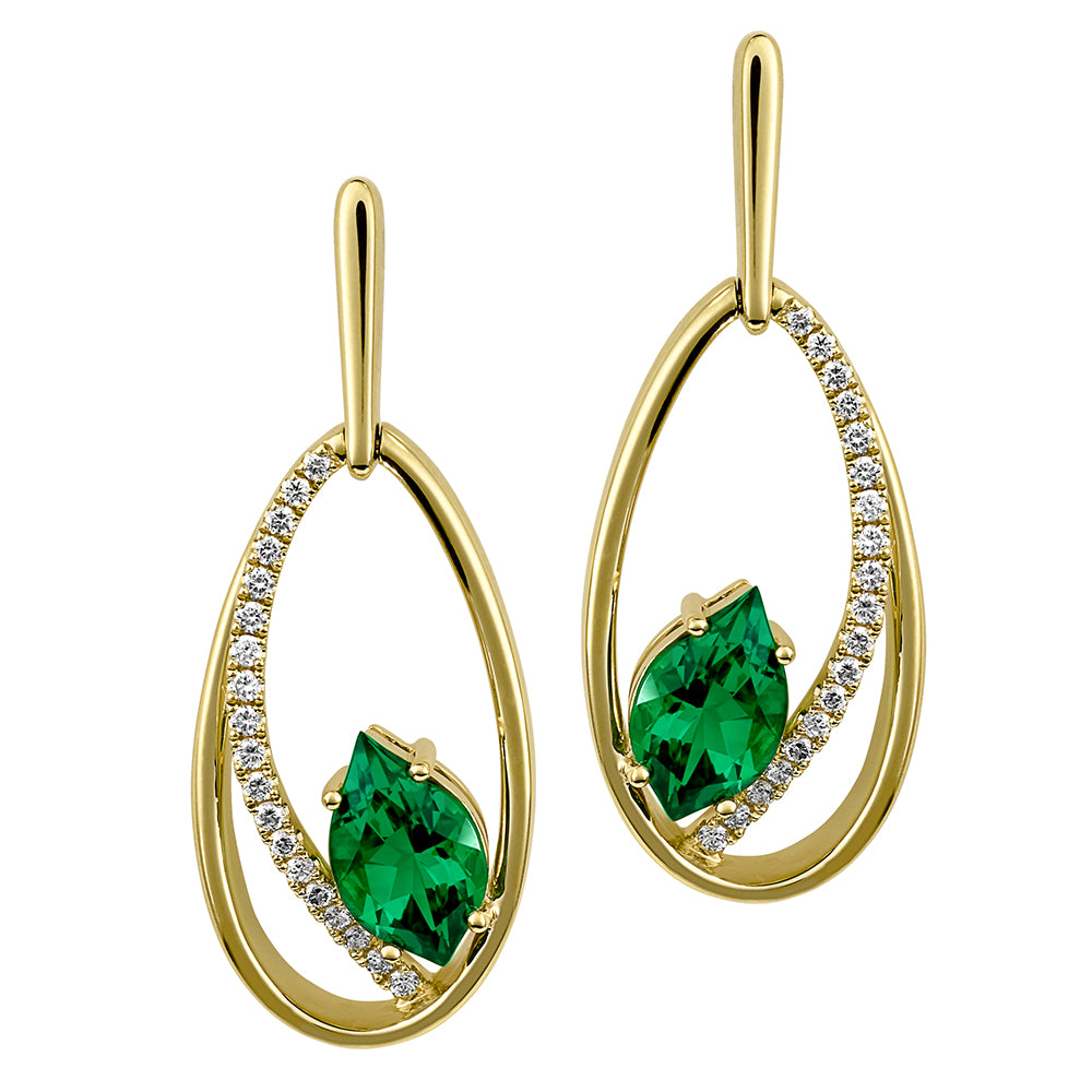 Chatham lab-grown emerald earrings, style CE4840YEM