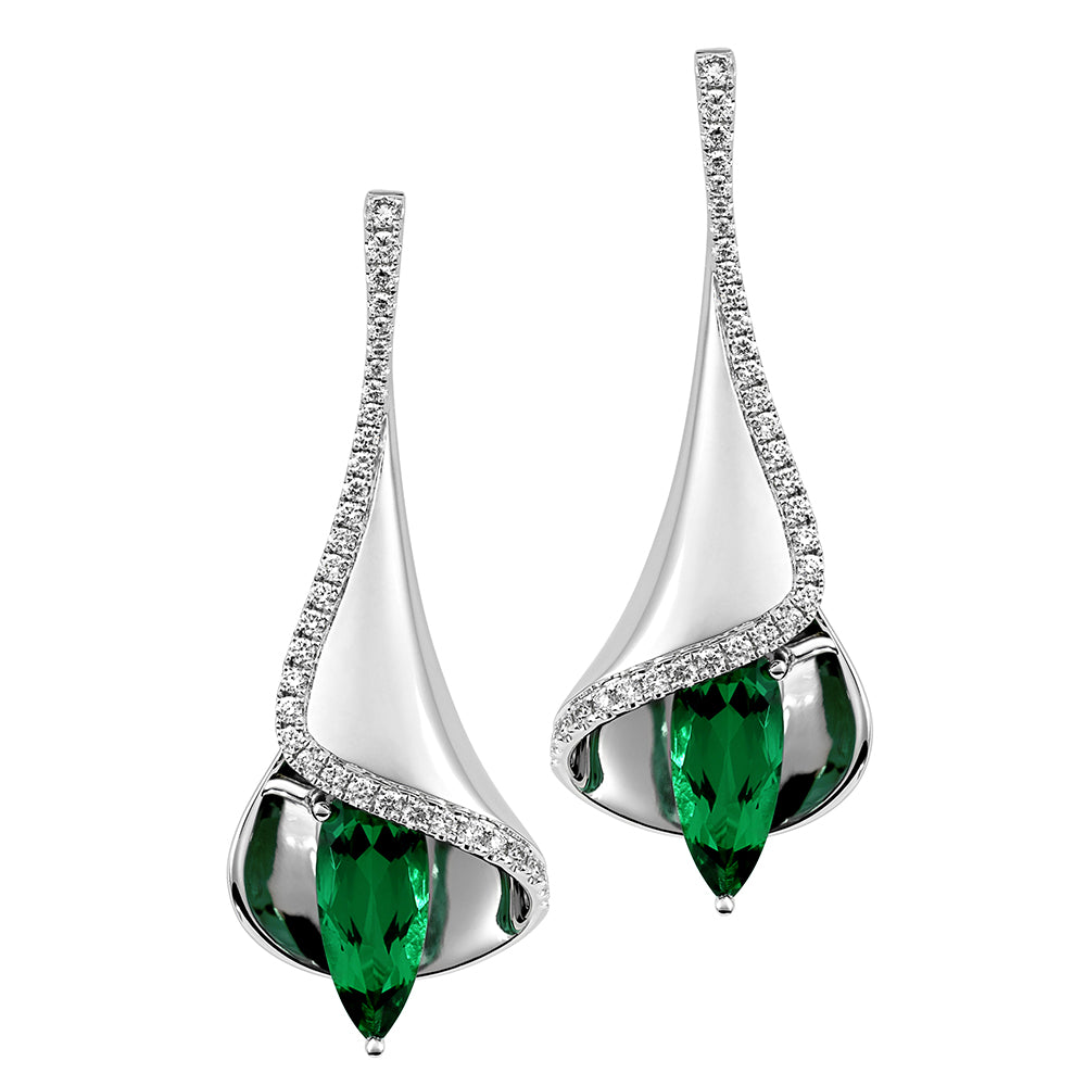 Chatham lab-grown emerald earrings, style CE4849WEM