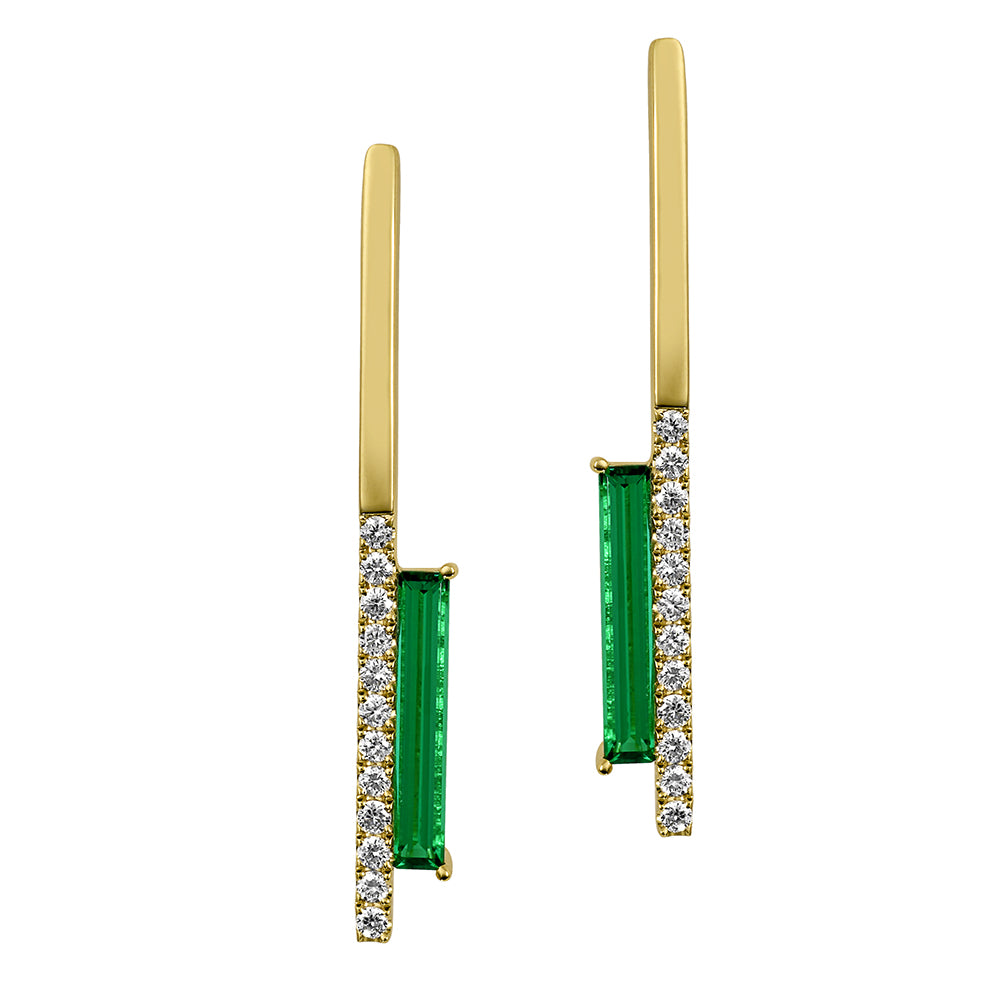 Chatham lab-grown emerald earrings, style CE4850YEM