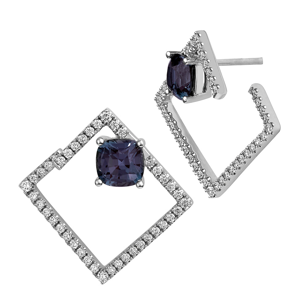 Chatham lab-grown alexandrite earrings, style CE4853WAL