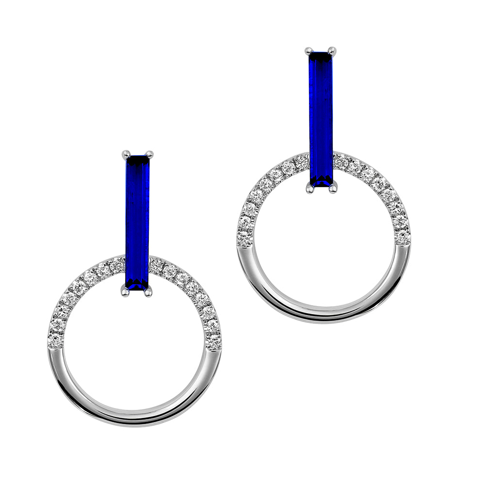Chatham lab-grown blue sapphire earrings, style CE4854WBS