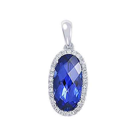 Chatham lab-grown blue sapphire pendant, style CP3796WBS