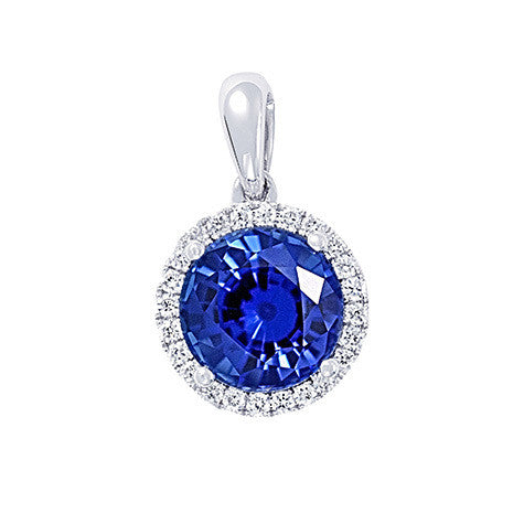 Chatham lab-grown blue sapphire pendant, style CP3797WBS