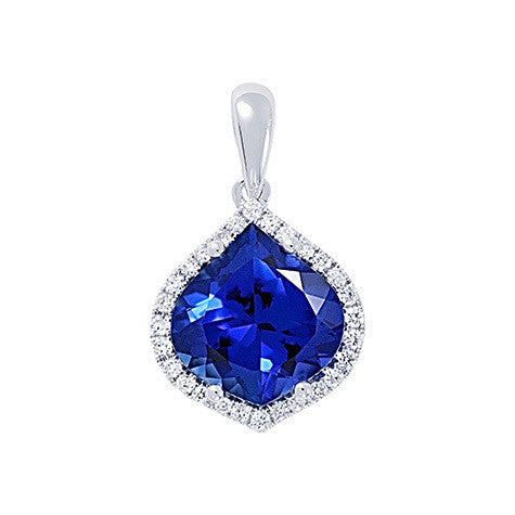 Chatham lab-grown blue sapphire pendant, style CP3798WBS
