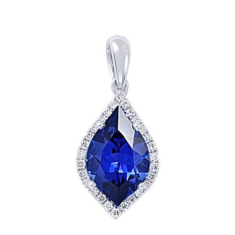 Chatham lab-grown blue sapphire pendant, style CP3799WBS