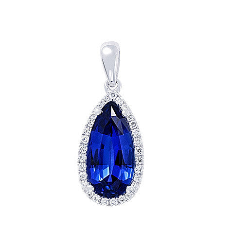 Chatham lab-grown blue sapphire pendant, style CP3800WBS