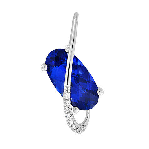 Chatham lab-grown blue sapphire pendant, style CP4371WBS