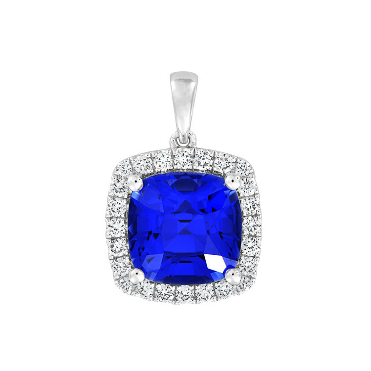 Chatham lab-grown blue sapphire pendant, style CP4395WBS