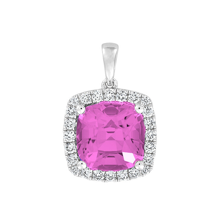 OCTOBER CREATED PINK SAPPHIRE PENDANT - McKenzie & Smiley Jewelers