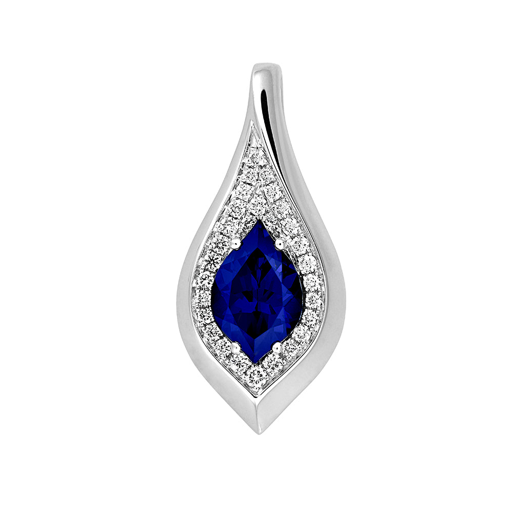 Chatham lab-grown blue sapphire pendant, style CP4895WBS