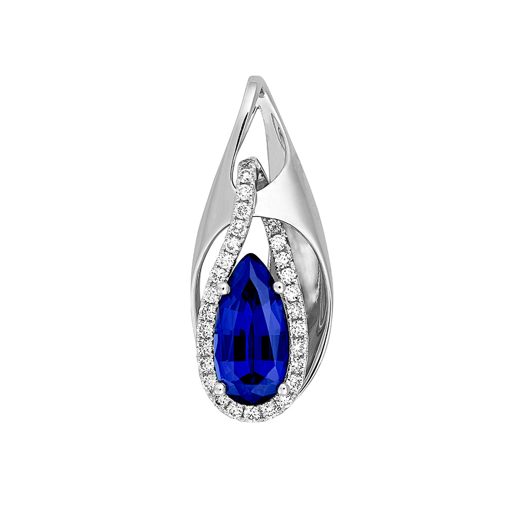 Chatham lab-grown blue sapphire pendant, style CP4896WBS