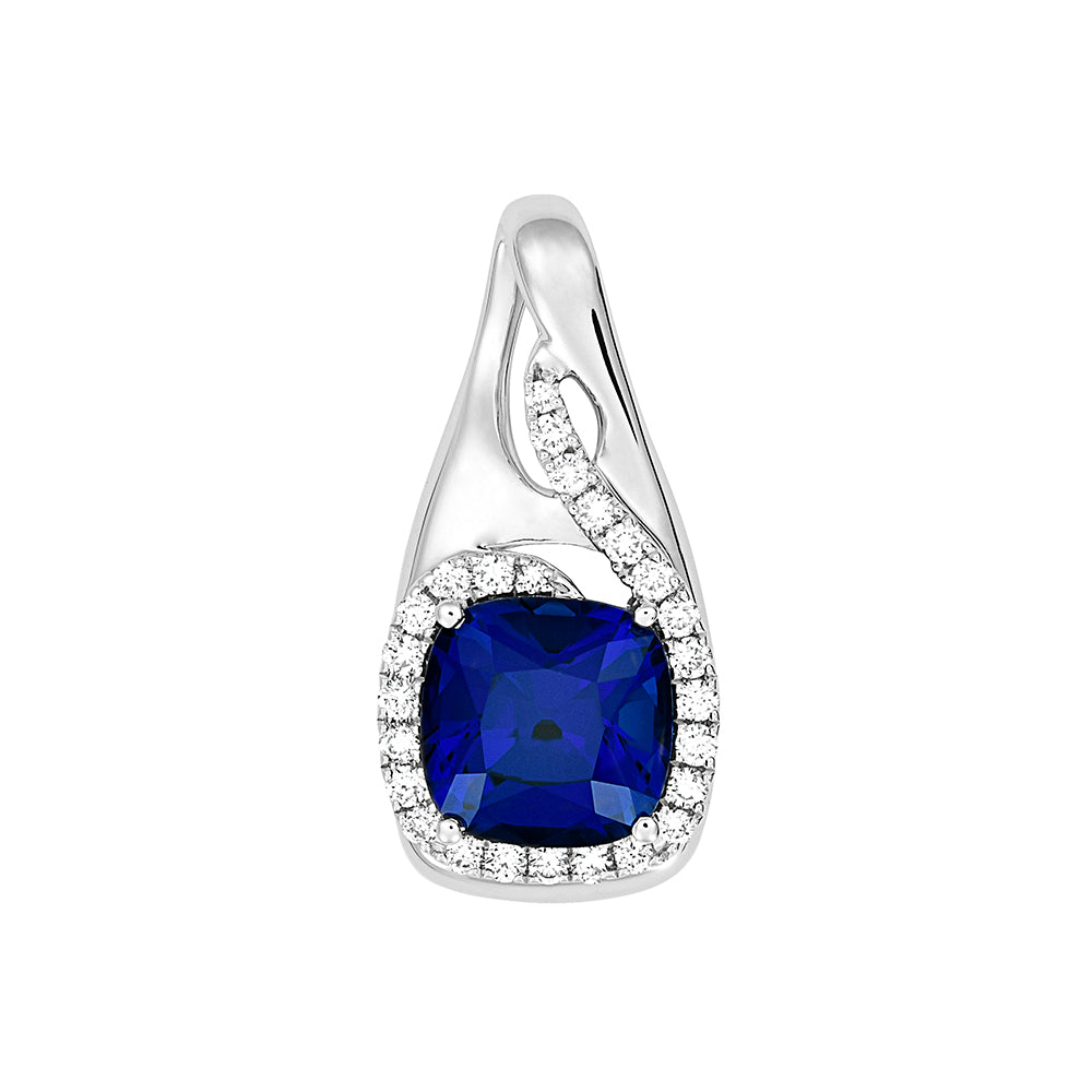 Chatham lab-grown blue sapphire pendant, style CP4905WBS