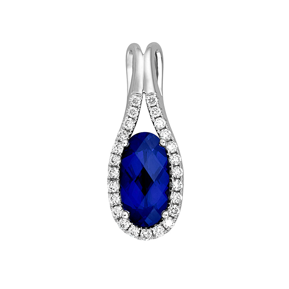 Chatham lab-grown blue sapphire pendant, style CP4909WBS
