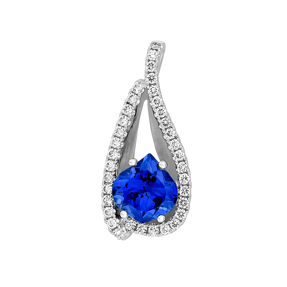 Chatham lab-grown blue sapphire pendant, style CP4916WBS