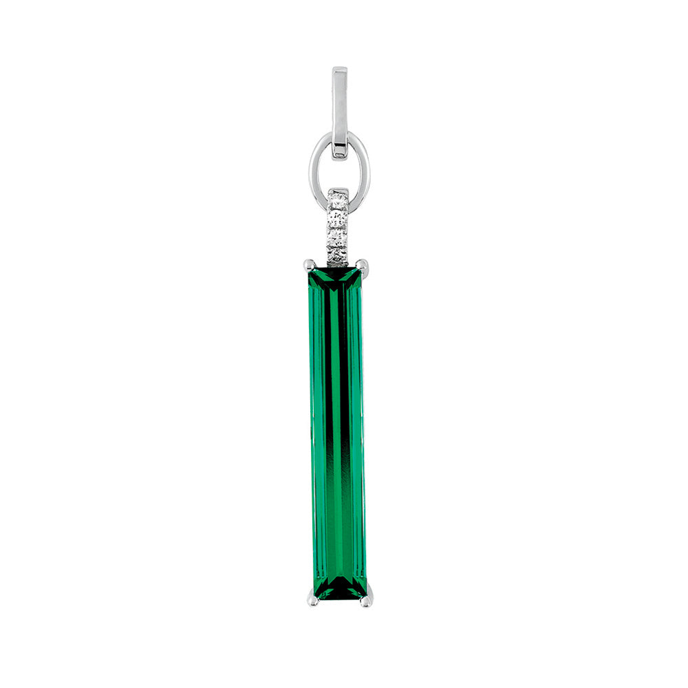 Chatham lab-grown emerald pendant in 14k white gold, style CP5131WEM