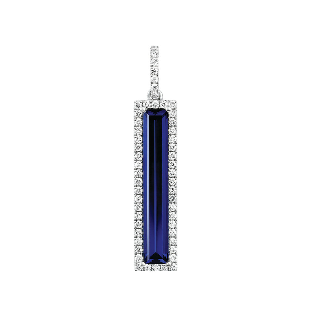 Chatham lab-grown blue sapphire pendant, style CP5139WBS