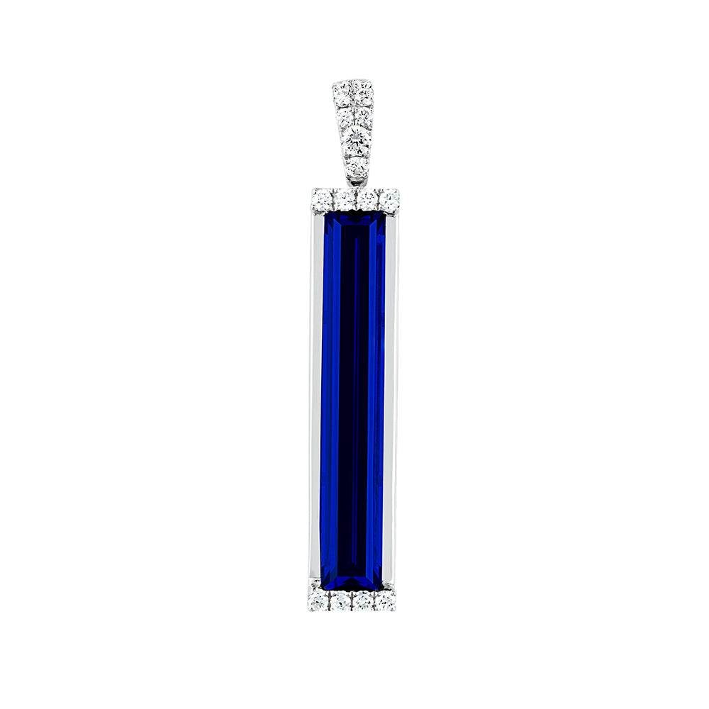 Chatham lab-grown blue sapphire pendant, style CP5140WBS
