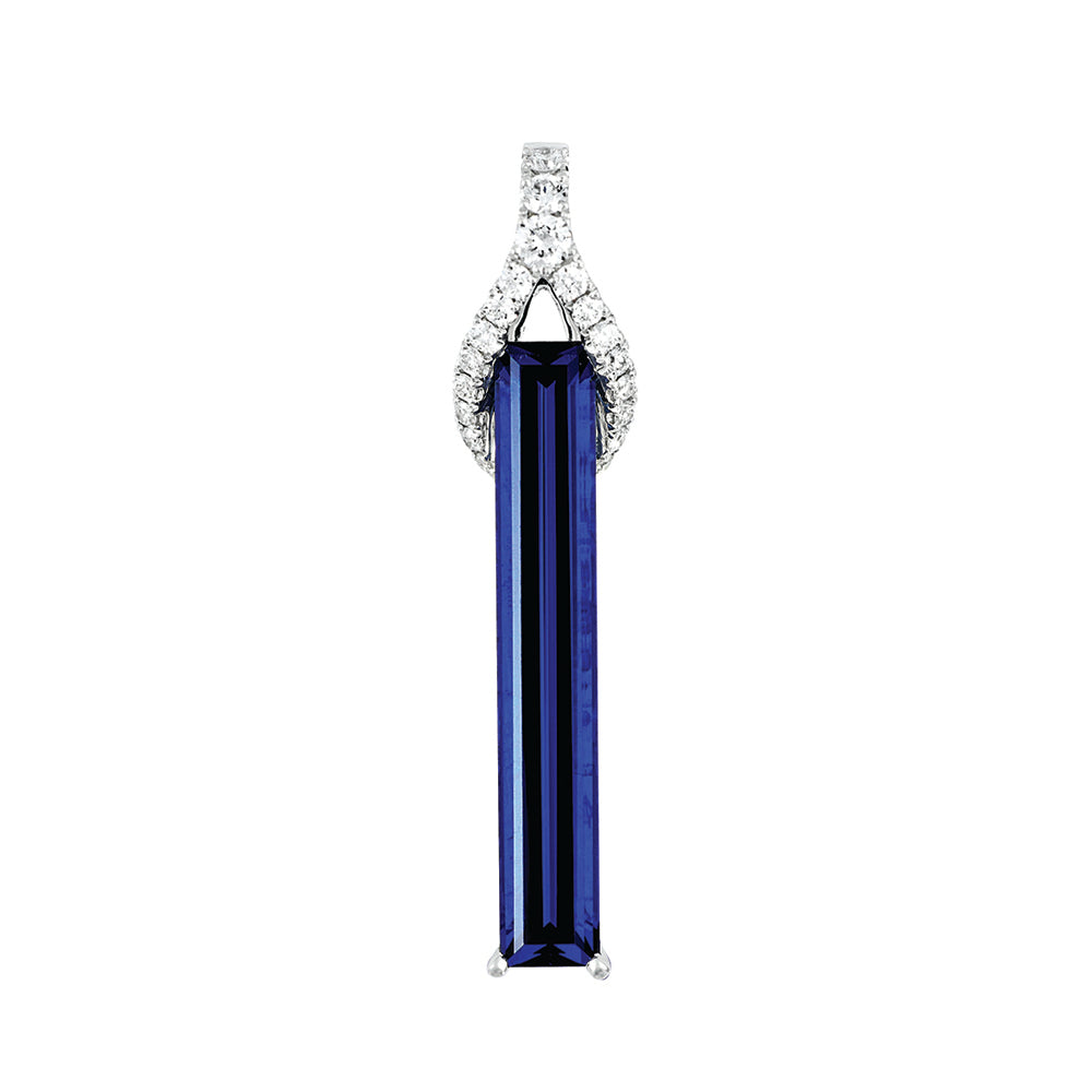 Chatham lab-grown blue sapphire pendant, style CP5143WBS