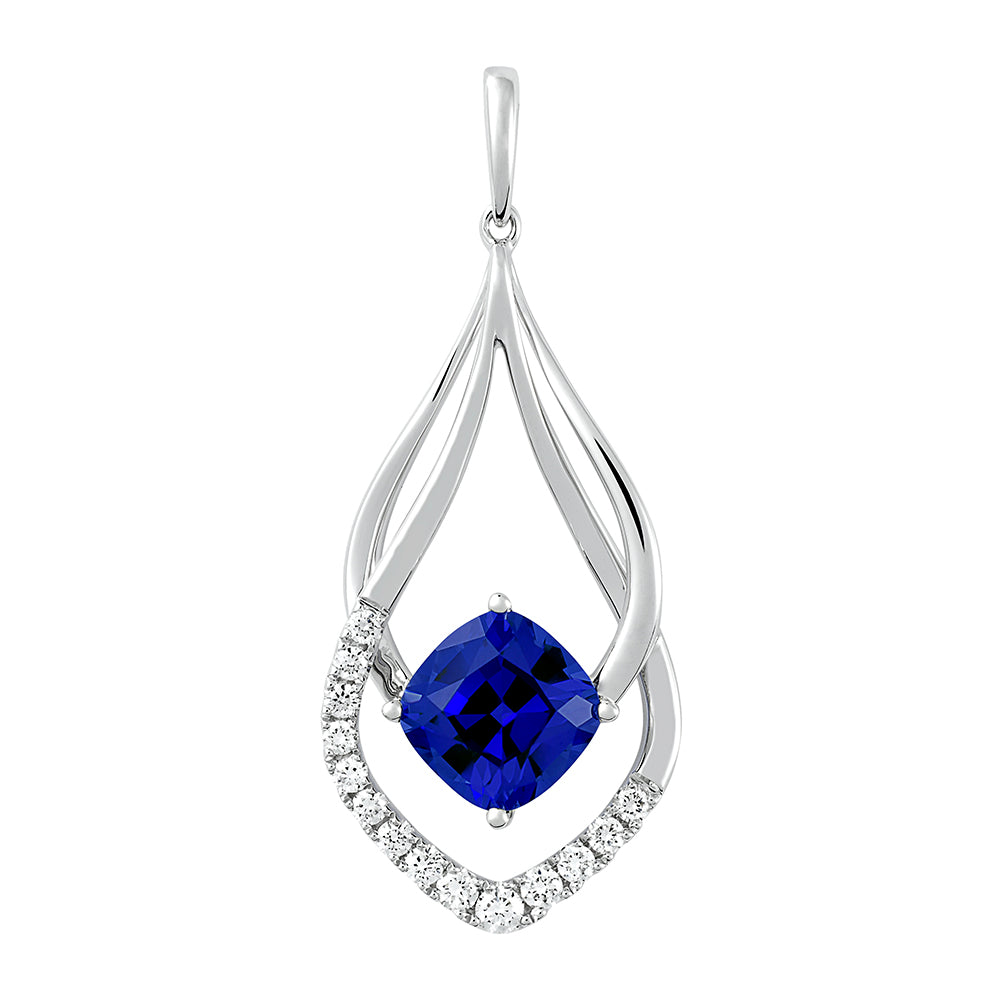 Chatham lab-grown blue sapphire pendant, style CP5147WBS