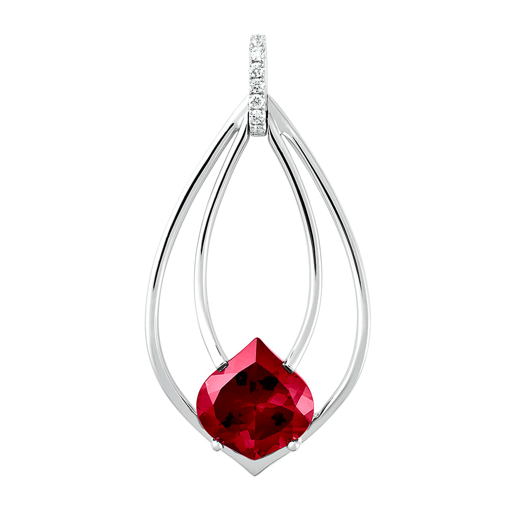 Chatham lab-grown ruby pendant in 14k white gold, style CP5154WRU