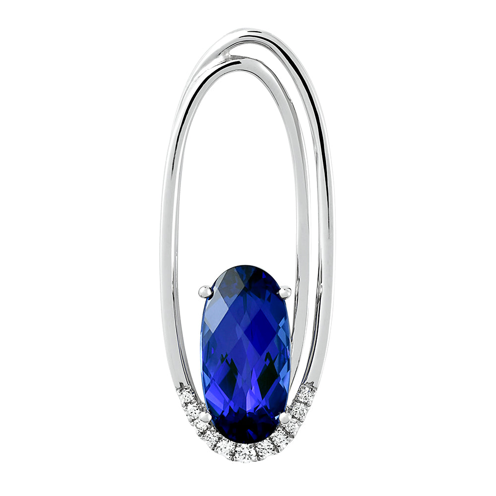 Chatham lab-grown blue sapphire pendant, style CP5155WBS