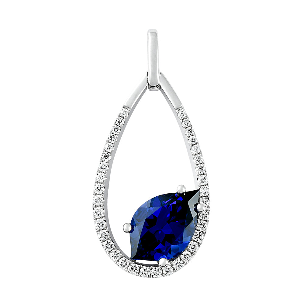 Chatham lab-grown blue sapphire pendant, style CP5157WBS