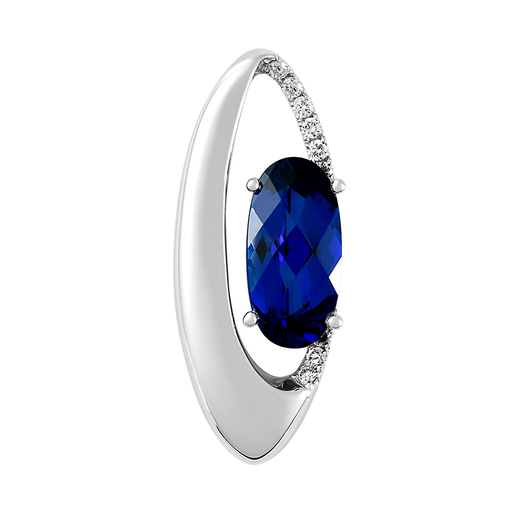 Chatham lab-grown blue sapphire pendant, style CP5162WBS