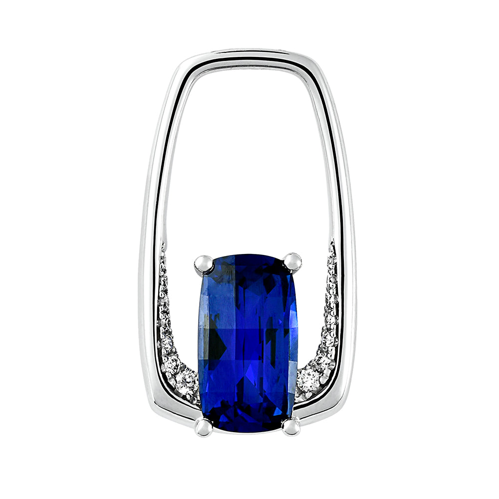 Chatham lab-grown blue sapphire pendant, style CP5165WBS