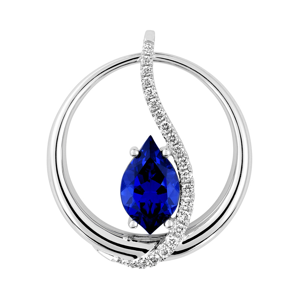 Chatham lab-grown blue sapphire pendant, style CP5286WBS