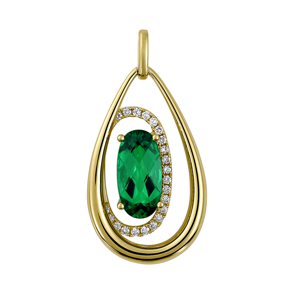 Chatham lab-grown emerald pendant, style CP5287YEM