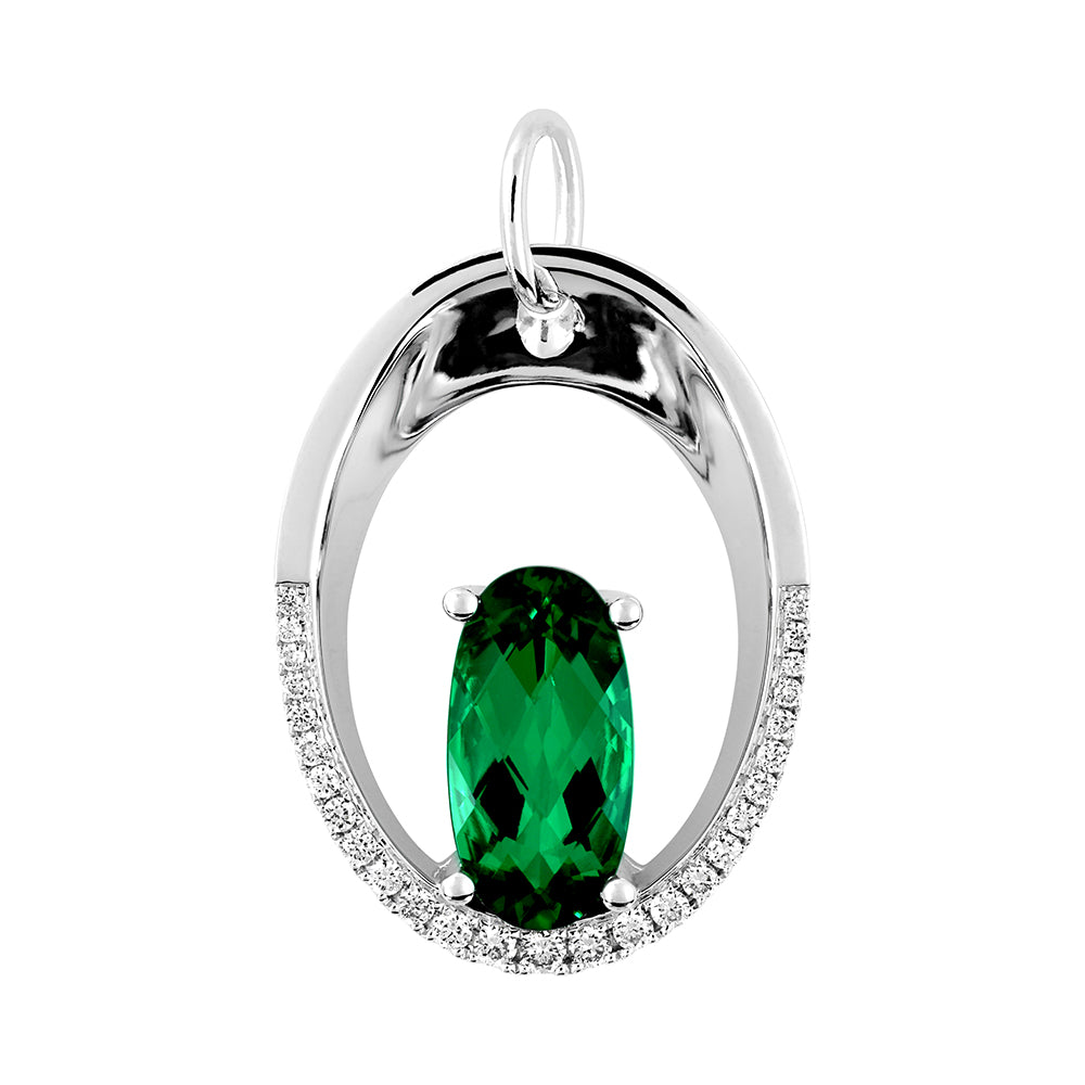 Chatham lab-grown emerald pendant, style CP5291WEM