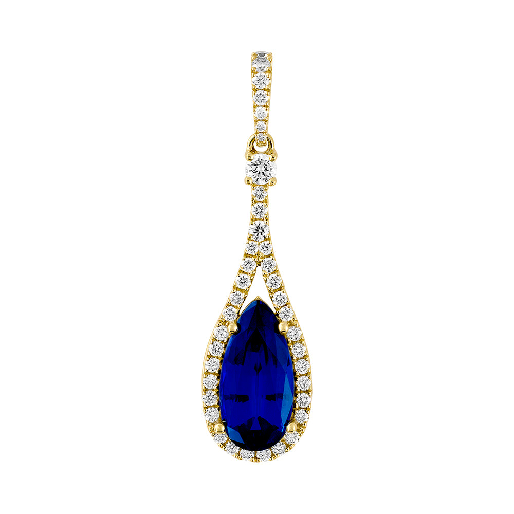Chatham lab-grown blue sapphire pendant, style CP5299YBS