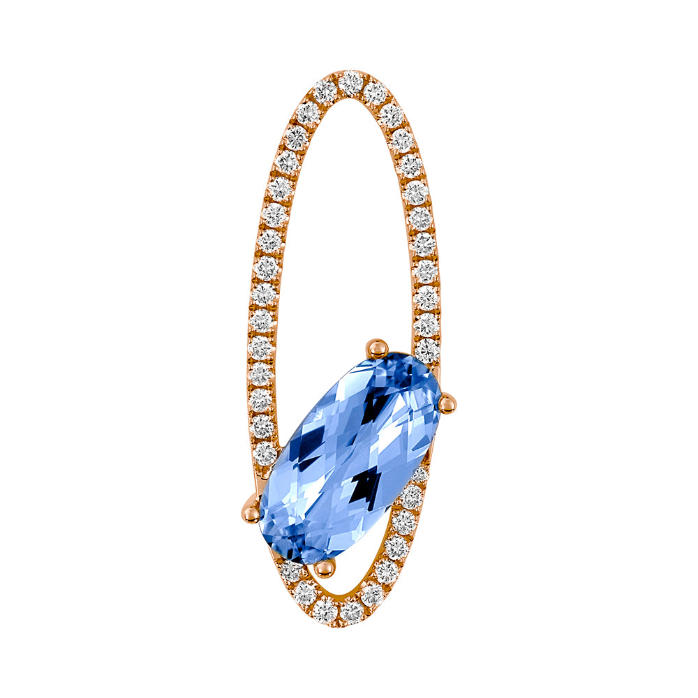 Chatham lab-grown aqua blue spinel pendant in 14k rose gold, style CP5300RAQ