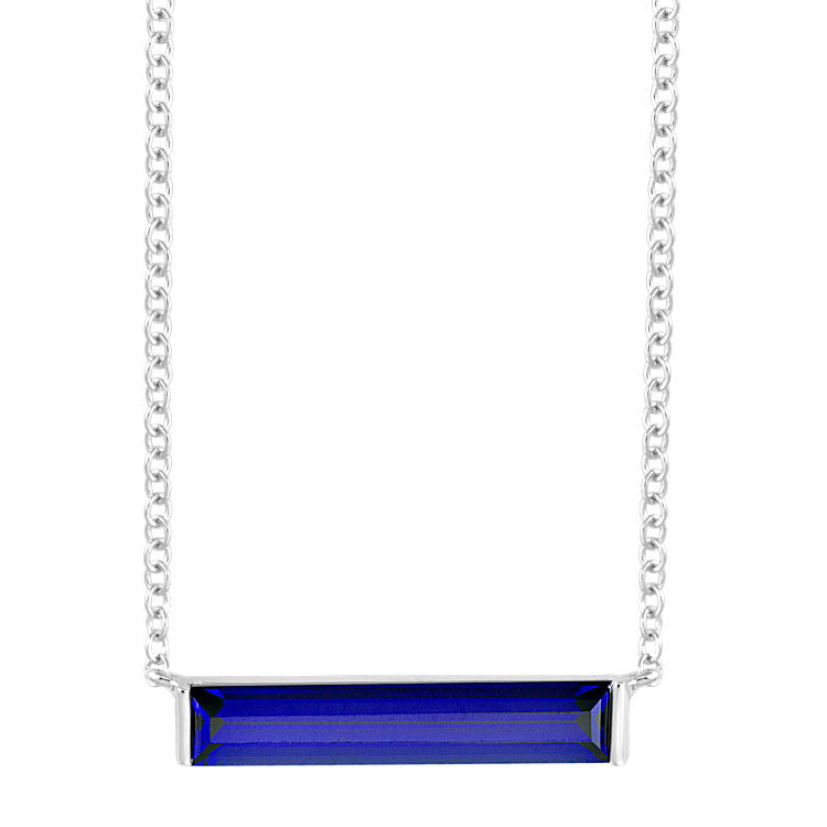 Chatham lab-grown blue sapphire necklace, style CPN0023WBS
