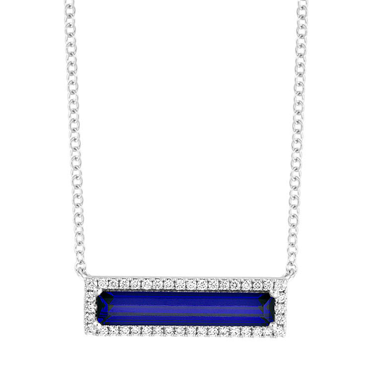 Chatham lab-grown blue sapphire necklace, style CPN0025WBS