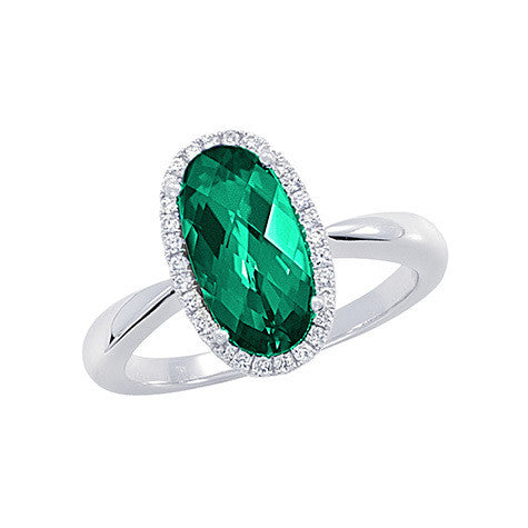 Chatham lab-grown emerald ring, style CR10423WEM