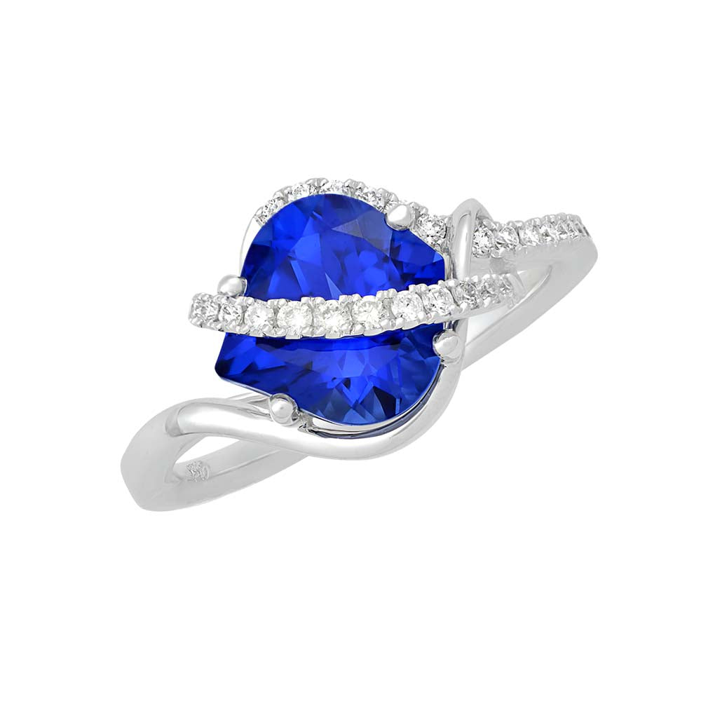 Chatham lab-grown blue sapphire ring, style CR11776WBS