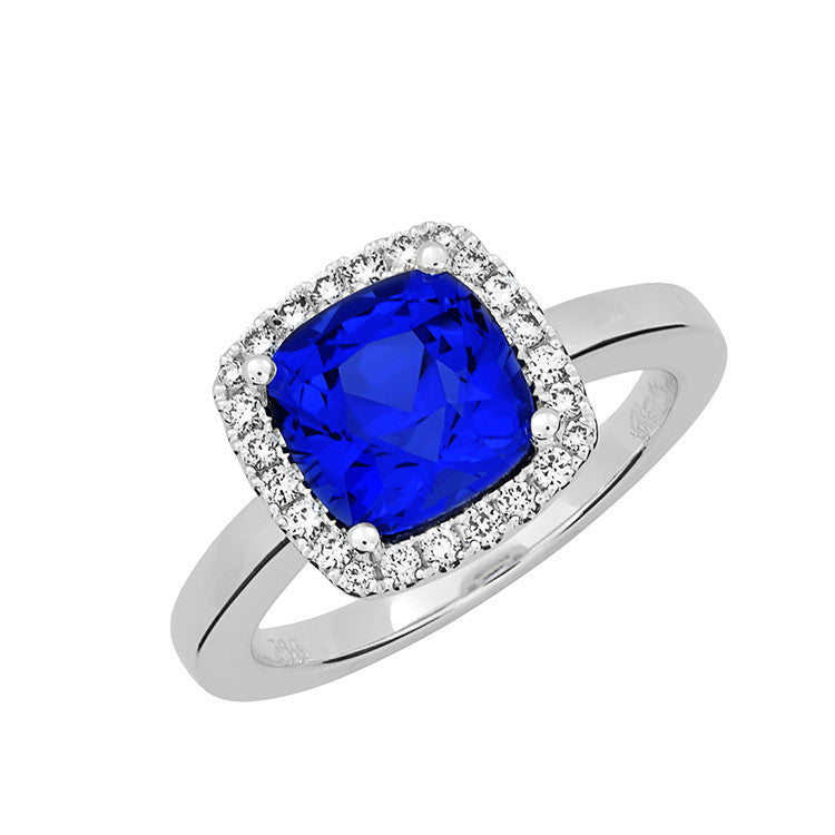 Chatham lab-grown blue sapphire ring, style CR12429WBS