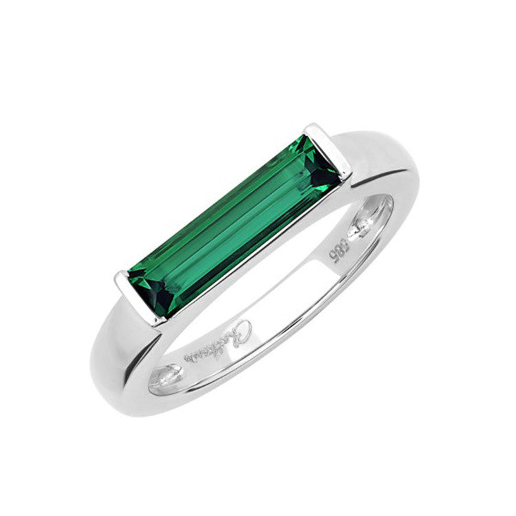 Chatham lab-grown emerald ring in 14k white gold, style CR13125WEM
