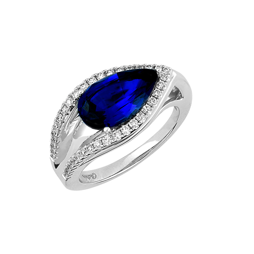 Chatham lab-grown blue sapphire ring, style CR14225WBS
