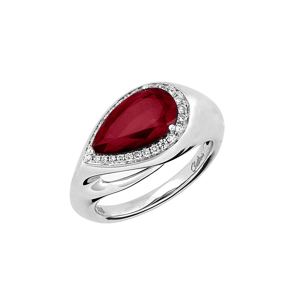 Chatham lab-grown ruby ring in 14k white gold, style 1