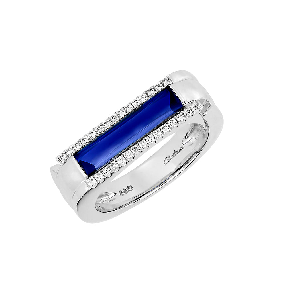 Chatham lab-grown blue sapphire ring, style CR14234WBS